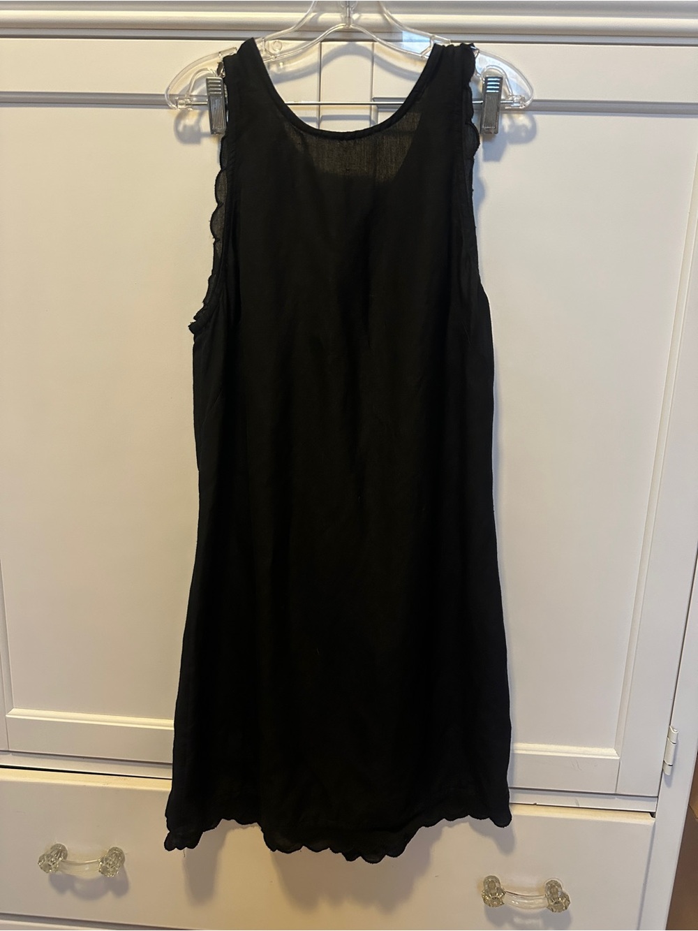 Anthropologie Black Scalloped-Edge Sleeveless Dress- Small